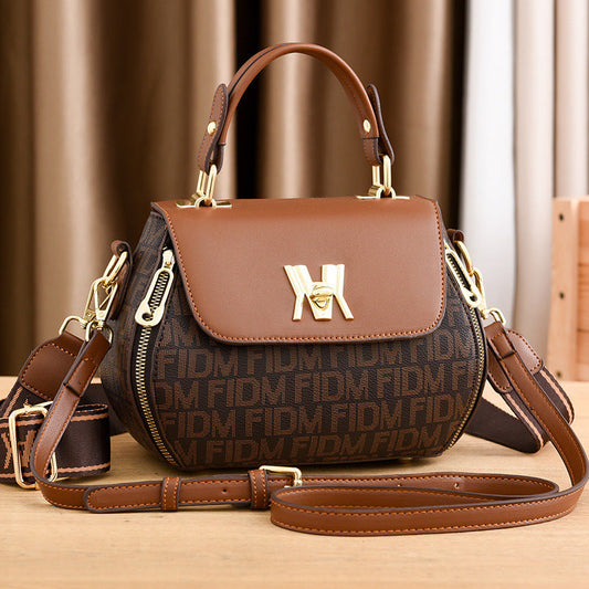 Women's Classic Letter Print Apple Bag - Multi-Way Crossbody Shoulder Tote Handbag Purse